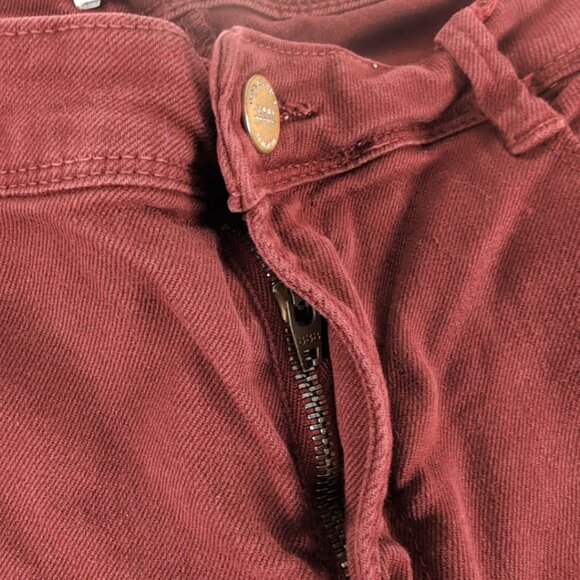 Zara Trafaluc Women's Maroon Denim Jeans Slim Straight Fit Stretchy, US 12 - Picture 4 of 7